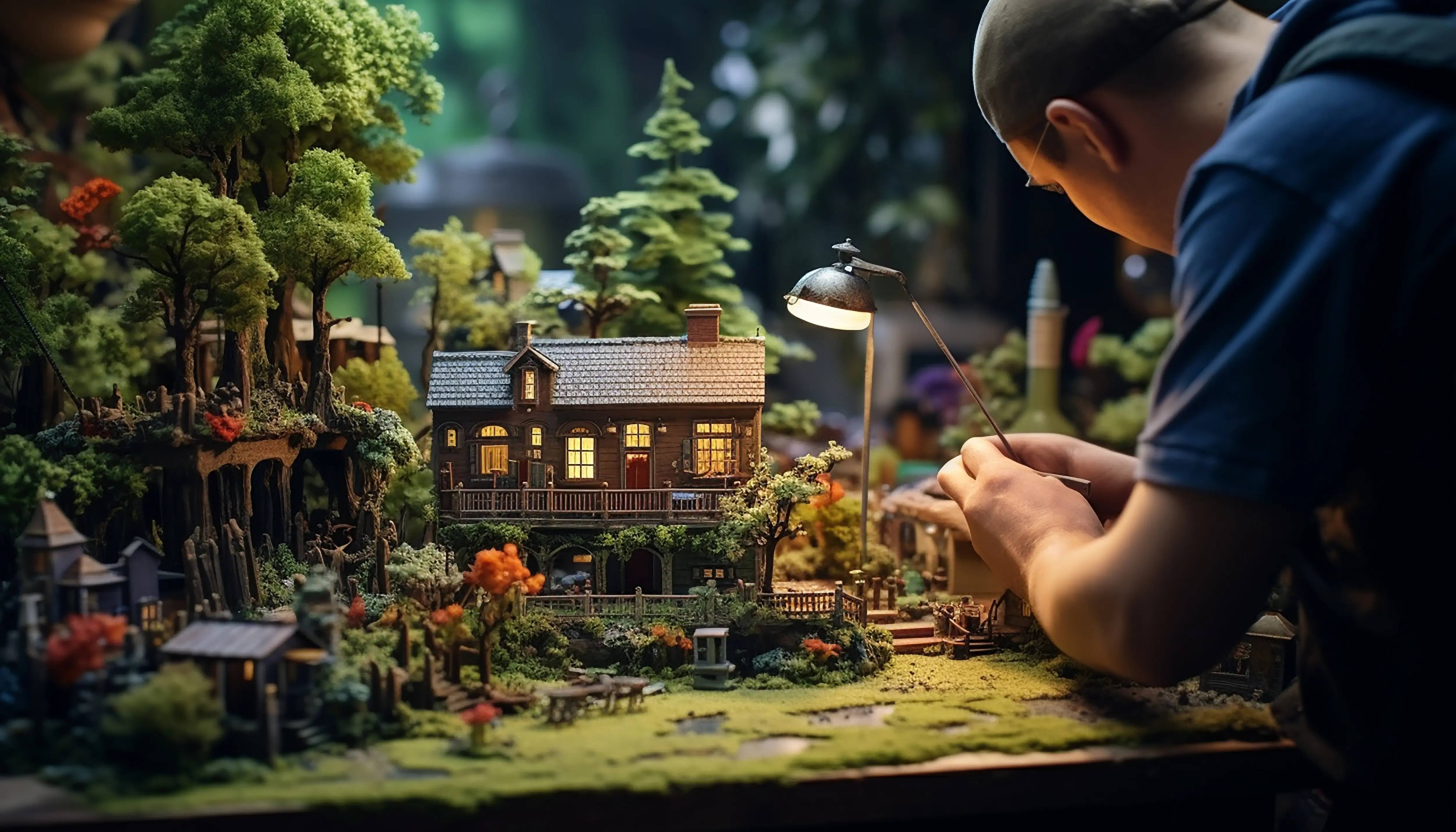 Photoshoot of a custom photorealistic diorama scene.